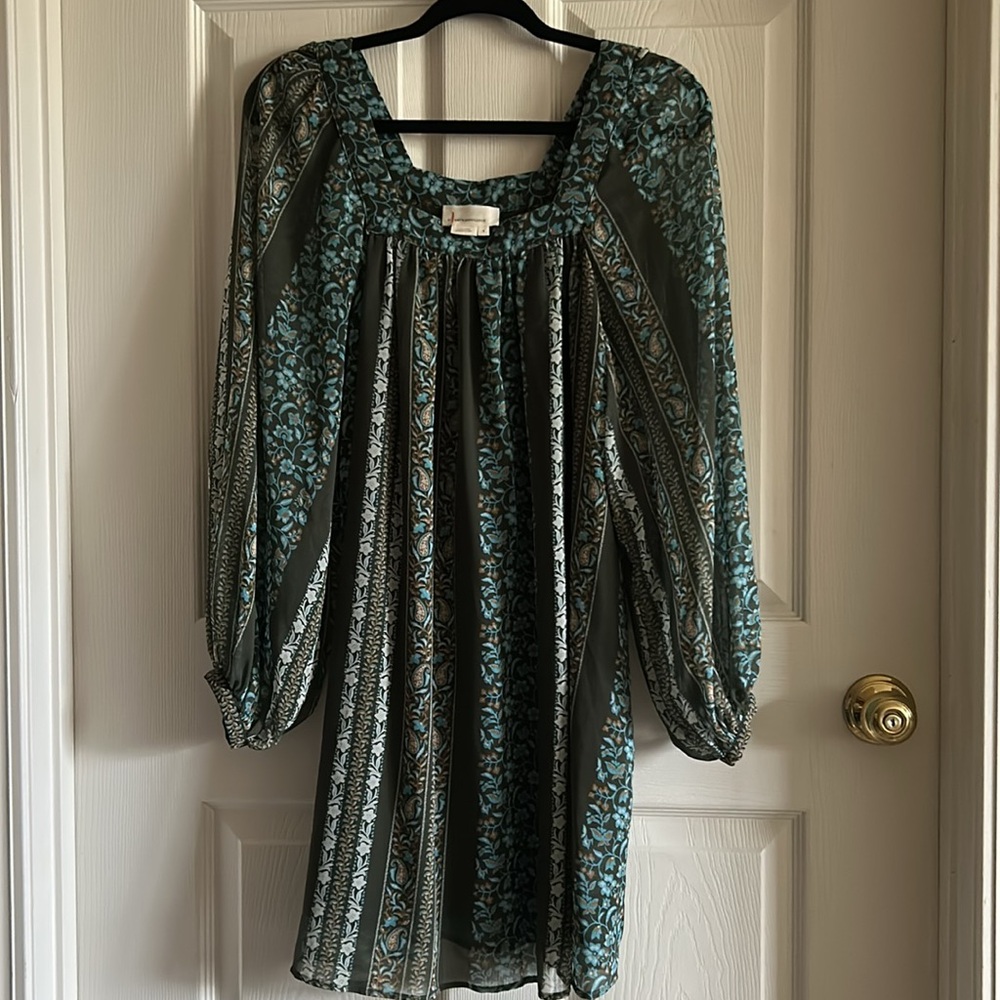 Anthropologie Women’s Blue Green Floral Sona Tunic Mini Dress Size Small - Picture 11 of 12